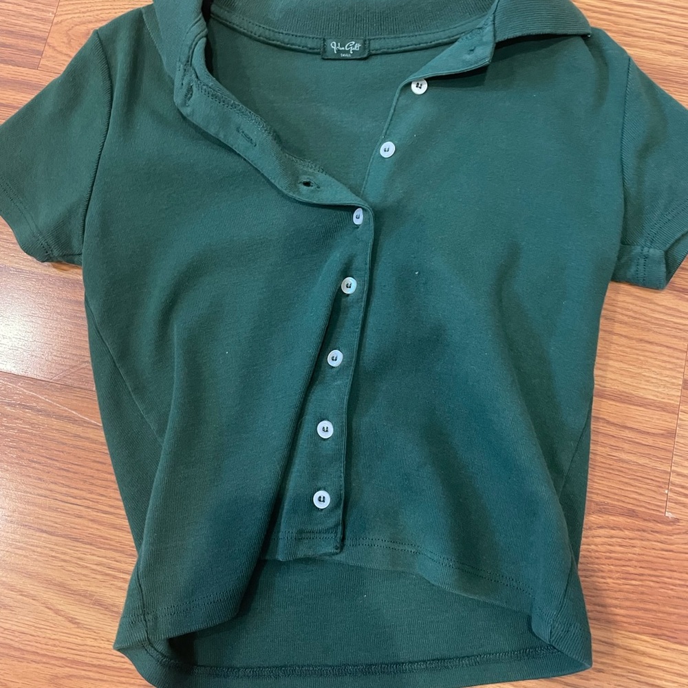green brandy melville collared t shirt size small